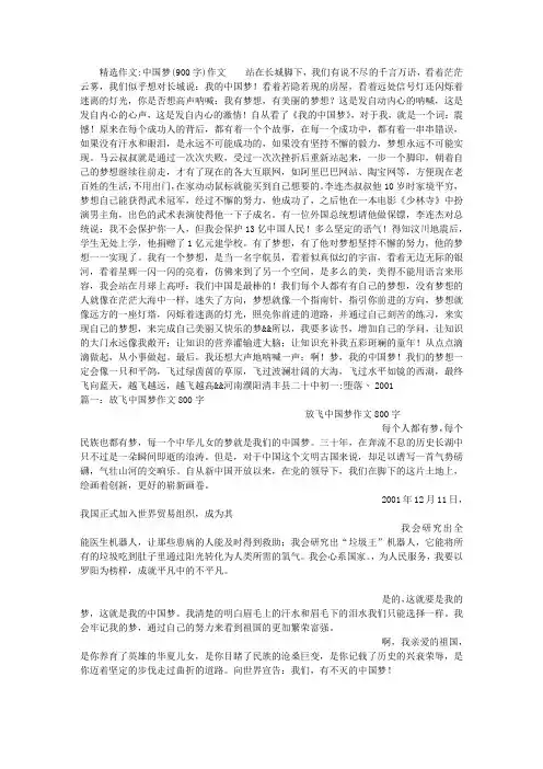 中国梦(900字)作文