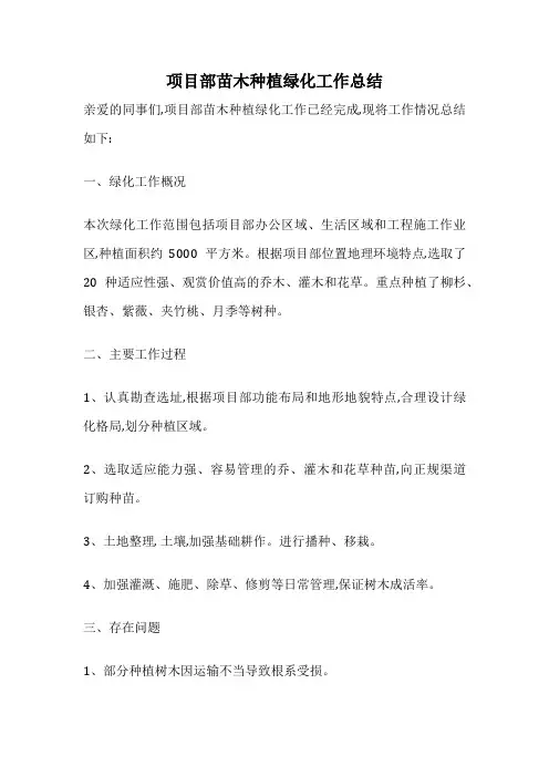 项目部苗木种植绿化工作总结