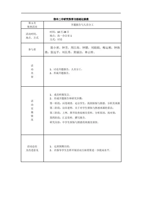 信丰二中研究性学习活动记录表1