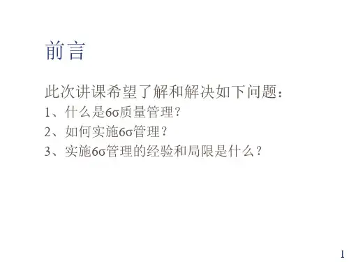 六西格玛项目案例