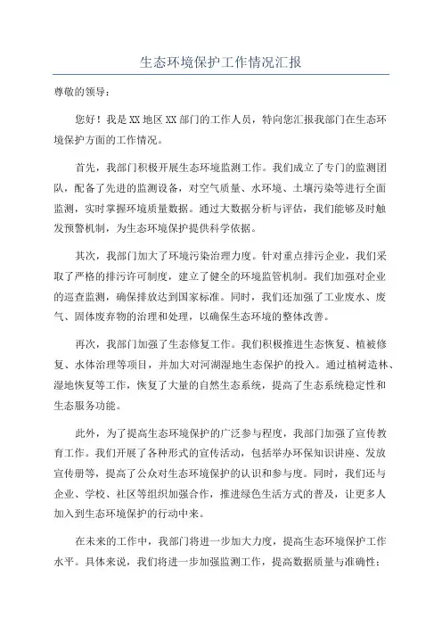 生态环境保护工作情况汇报