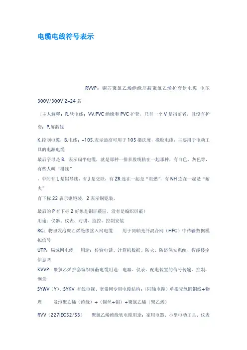 电缆电线符号表示