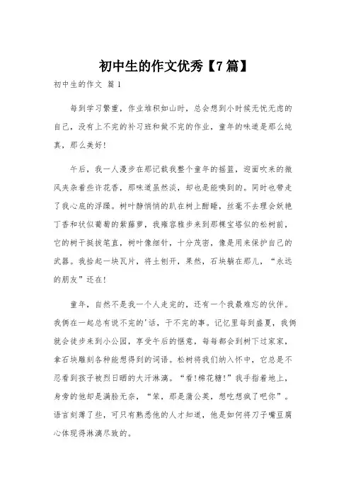 初中生的作文优秀【7篇】