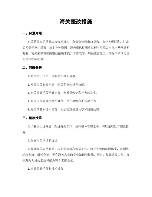 海关整改措施