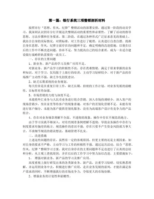 银行系统三项整顿剖析材料