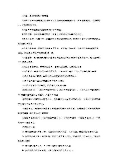 自考保险学原理重点笔记