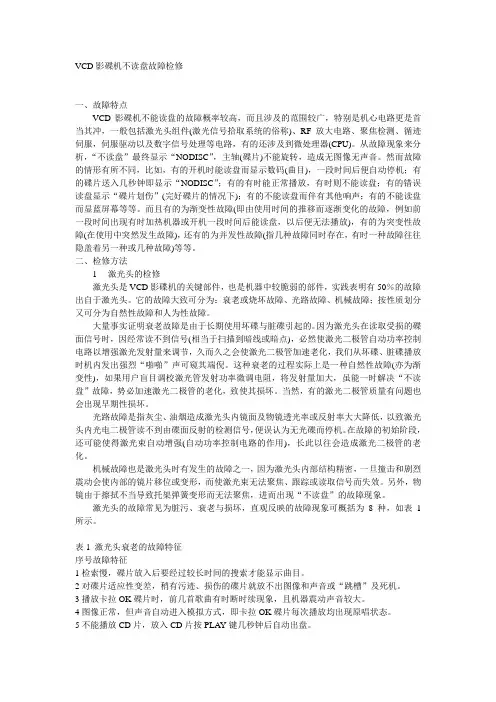 VCD影碟机不读盘故障检修