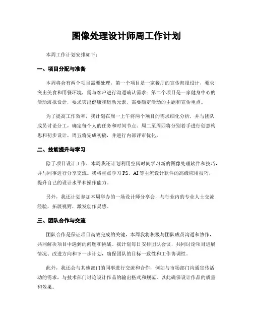 图像处理设计师周工作计划