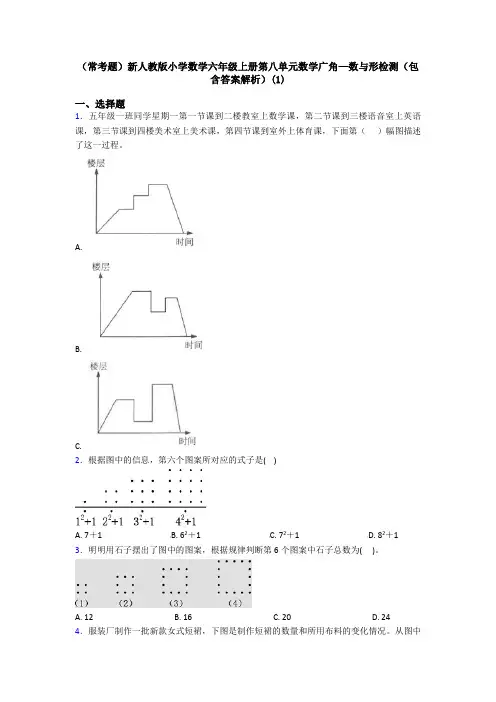 (常考题)新人教版小学数学六年级上册第八单元数学广角—数与形检测(包含答案解析)(1)