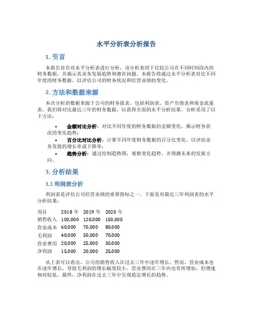 水平分析表分析报告