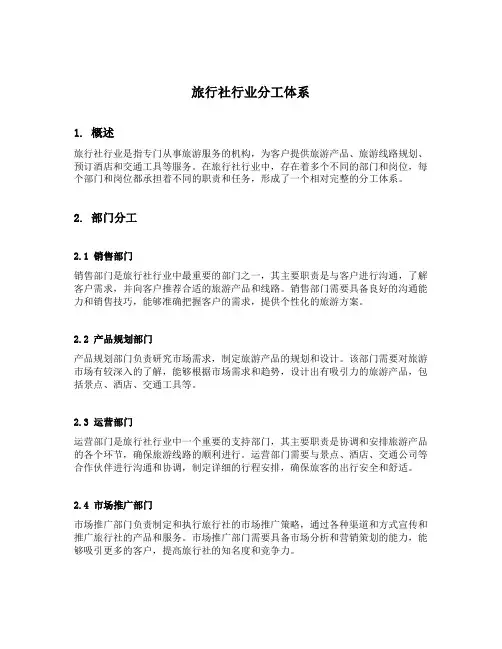 旅行社行业分工体系