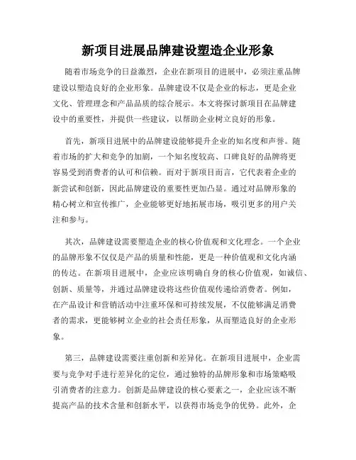 新项目进展品牌建设塑造企业形象