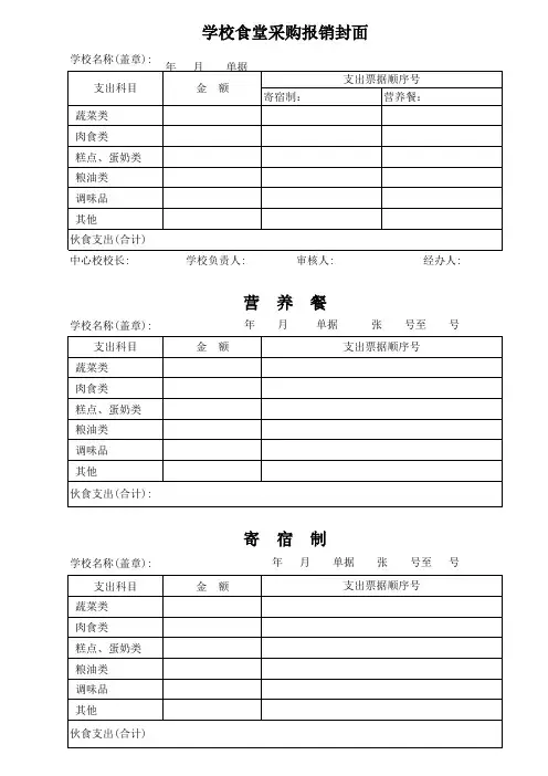 食堂报销封面(新)