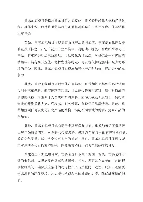 年产3万吨重苯加氢项目