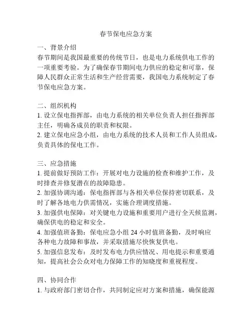 春节保电应急方案