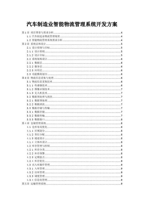 汽车制造业智能物流管理系统开发方案