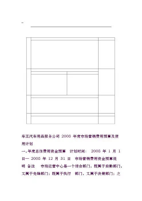 年度市场营销费用预算及使用计划