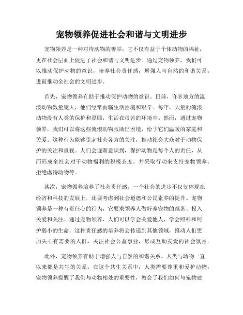 宠物领养促进社会和谐与文明进步