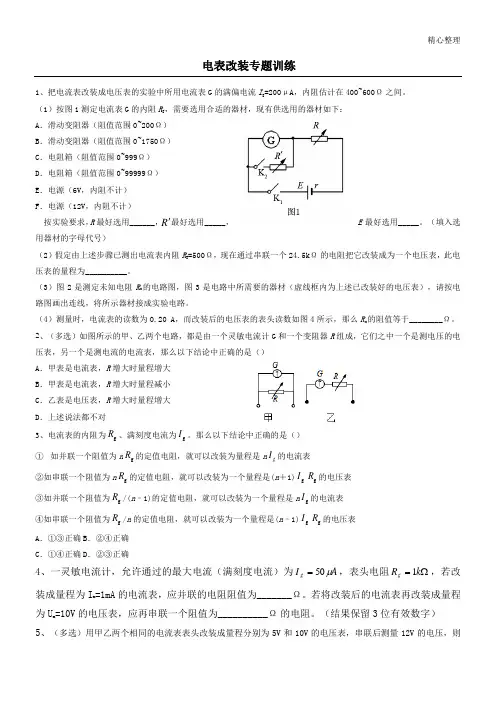 电表改装专题训练