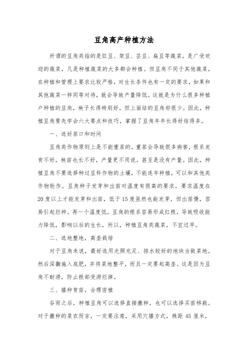 豆角高产种植方法