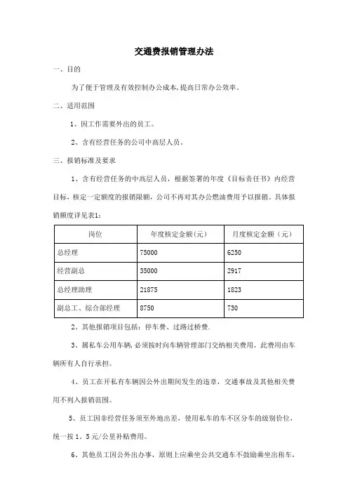 交通费报销管理办法