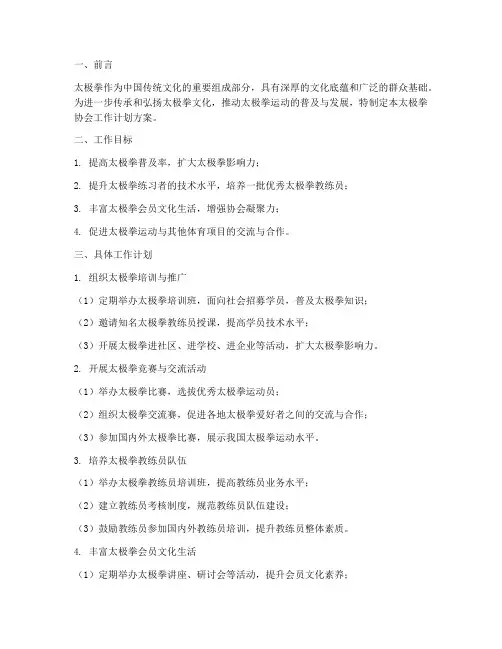 太极拳协会工作计划方案