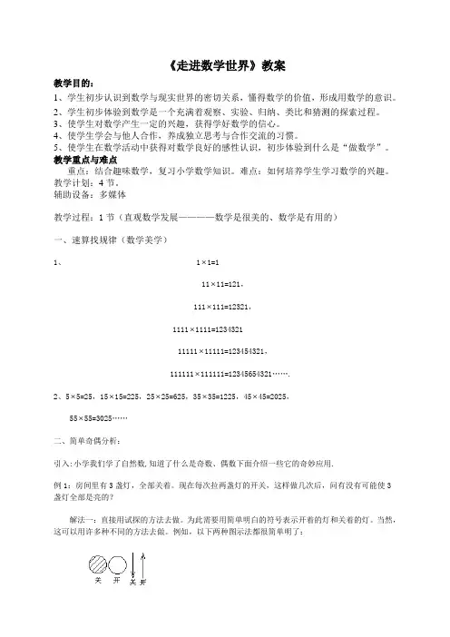 走进数学世界教案(精品篇)