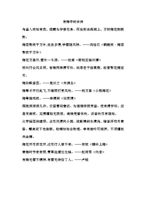 有梅字的古诗
