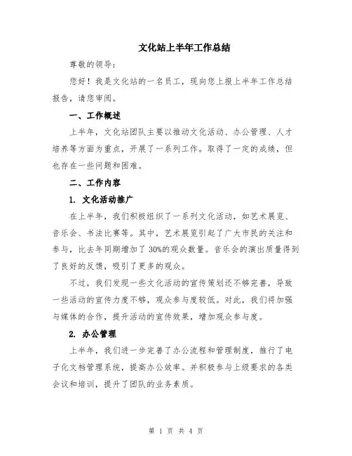 文化站上半年工作总结