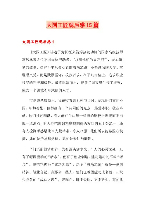 大国工匠观后感15篇(优选)