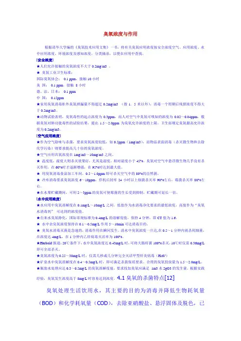 臭氧浓度与作用