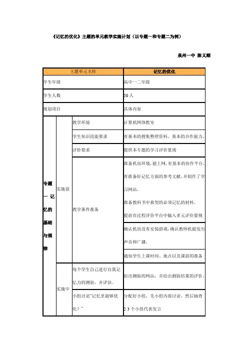 模块七(6)设计一个单元教学的实施计划