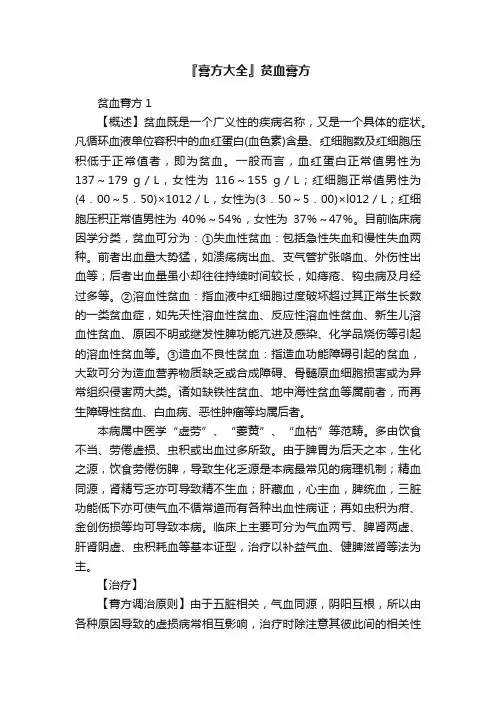『膏方大全』贫血膏方