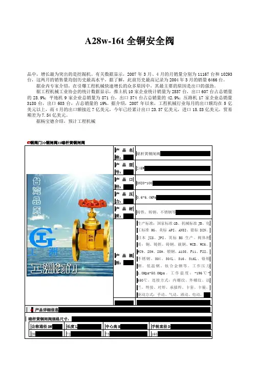 a28w-16t全铜安全阀