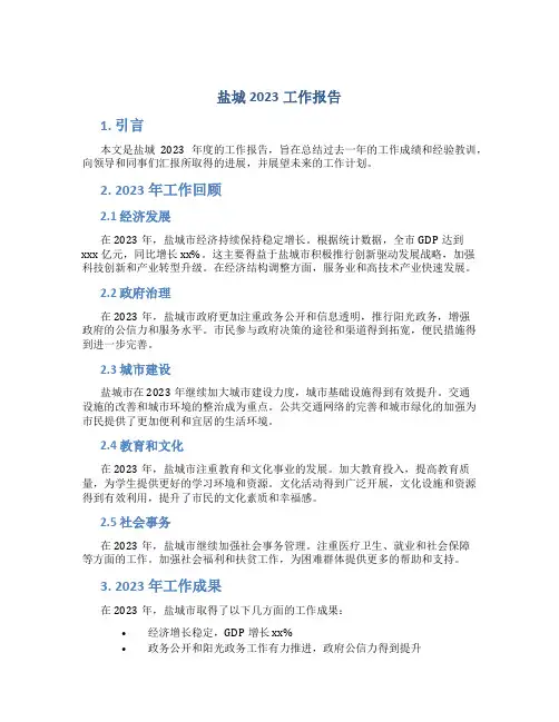 盐城2023工作报告