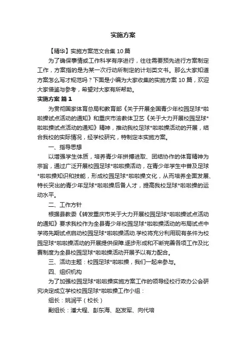 【精华】实施方案范文合集10篇