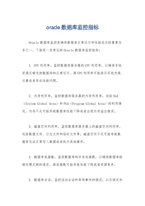oracle数据库监控指标