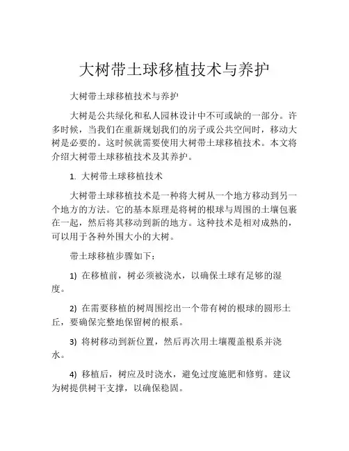 大树带土球移植技术与养护