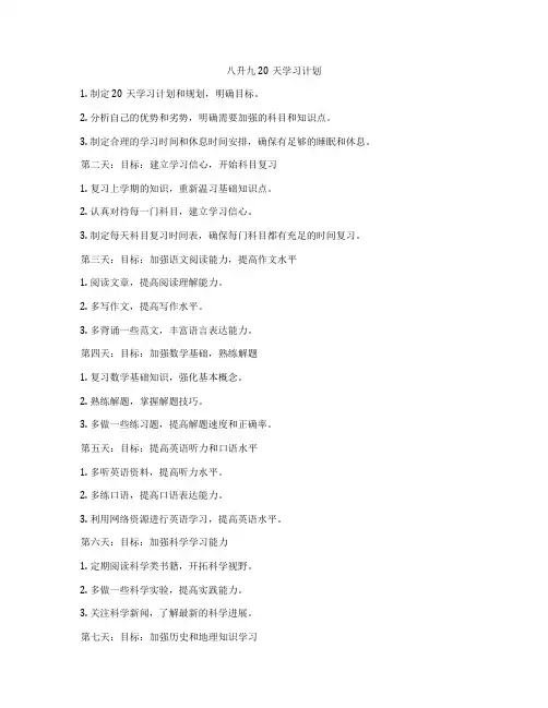 八升九20天学习计划