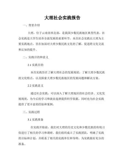大理社会实践报告