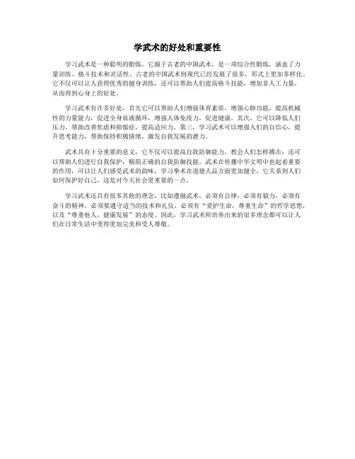 学武术的好处和重要性