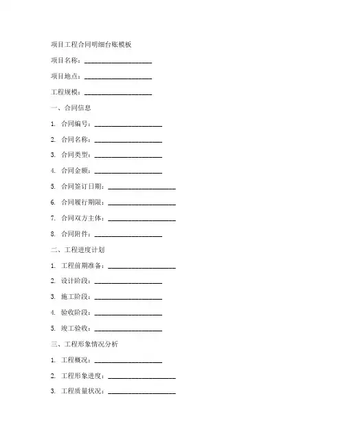 项目工程合同明细台账模板