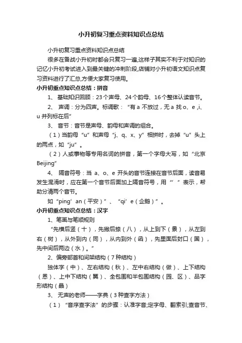 小升初复习重点资料知识点总结