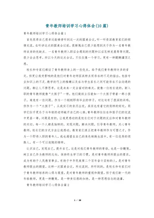 青年教师培训学习心得体会(10篇)