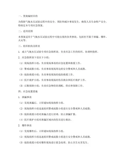 气瓶水压试验专项应急预案