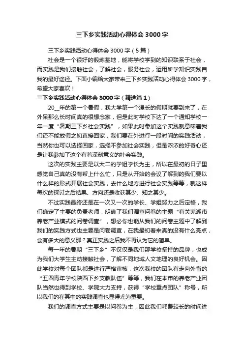 三下乡实践活动心得体会3000字
