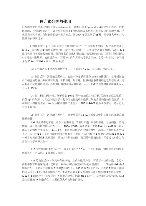白介素分类(很全)