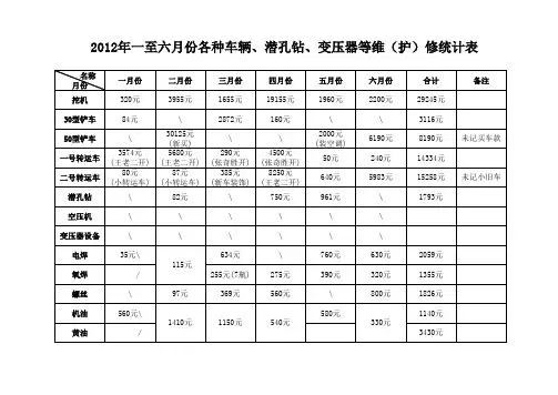 车辆维修统计表