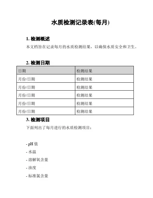 水质检测记录表(每月)