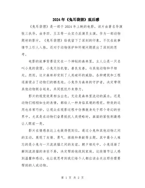 2024年《兔耳袋狸》观后感